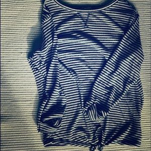 Blue and white striped soft shirt.